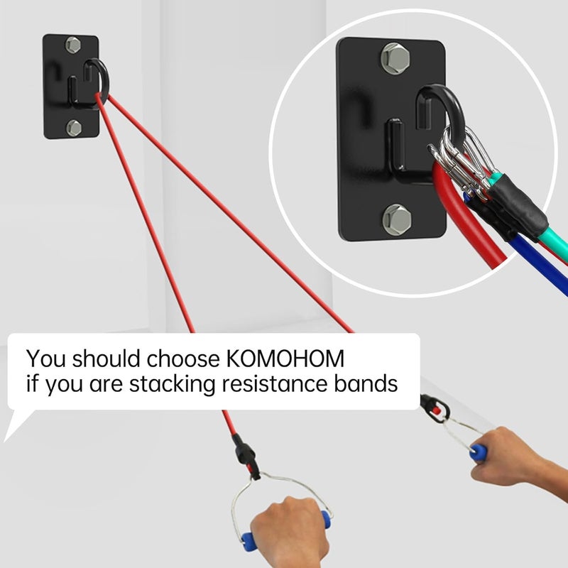KOMOHOM (3 قطع) دعامات تمرين مثبتة على الحائط، مثبت حزام المقاومة، دعامات تمرين مثبتة على الحائط موفرة للمساحة لتمارين الصالة الرياضية المنزلية، أحزمة وزن الجسم، تدريب معلق، تمارين، تمدد، يوغا - Image 4